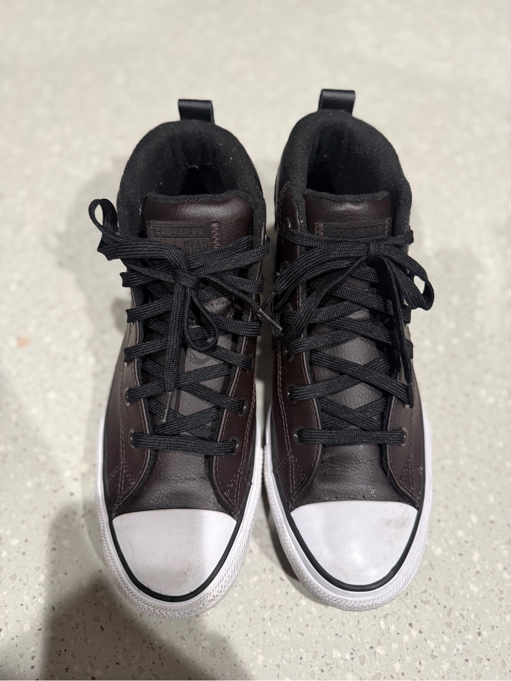 Converse Chuck Taylor Brown Leather High-Top Sneakers with White Toe Caps